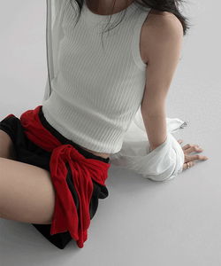 羅紋圓領緊身無袖背心