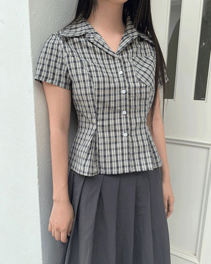 Ascend Check Collar Pin Tuck Shirt