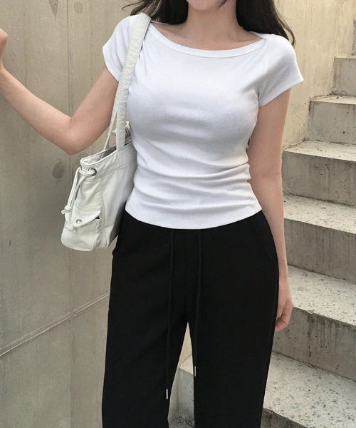 보울 모달37% 보트넥 골지 티셔츠 -4 color