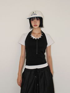 EYELET HALTER STRAP SLEEVELESS (moca / black)