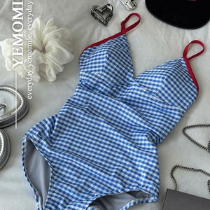 Cindy Color Block Check Monokini Swimsuit