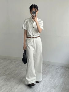 플리즈 데님 크롭 반팔 자켓 (3C)