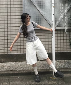 Mark Pintuck Cotton Bermuda Wide Pants