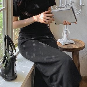 Anedib pin tuck boat neck long one Dress