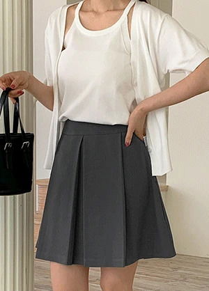 르베라빈 맞주름 핀턱 투웨이 미니 스커트 (속바지안감)