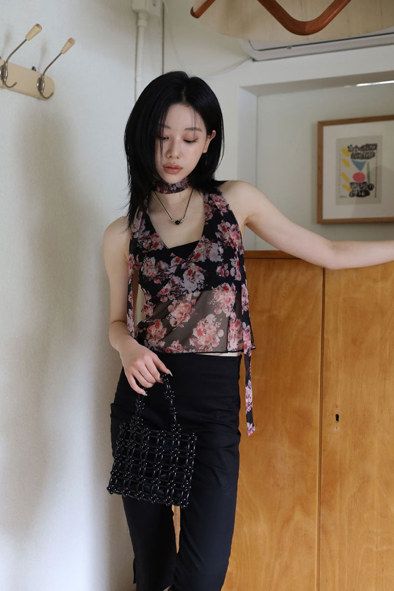 Chiffon Rose Halter Sleeveless
