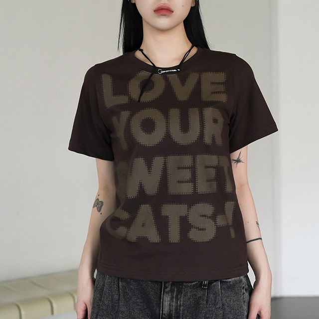 キャッツラブプリント半袖Tシャツ