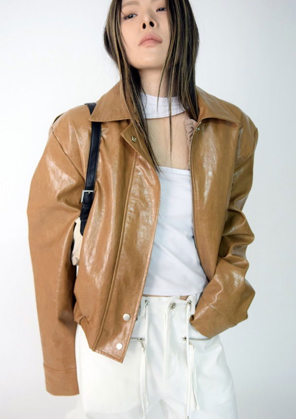 Epaulette leather Jacket
