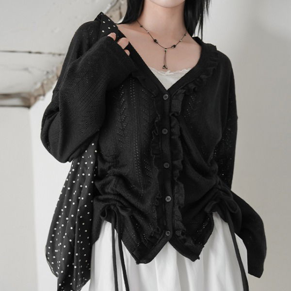Tomia Ruffle Strap Cardigan