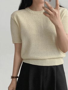 Summer round short sleeve knitwear -7 colors