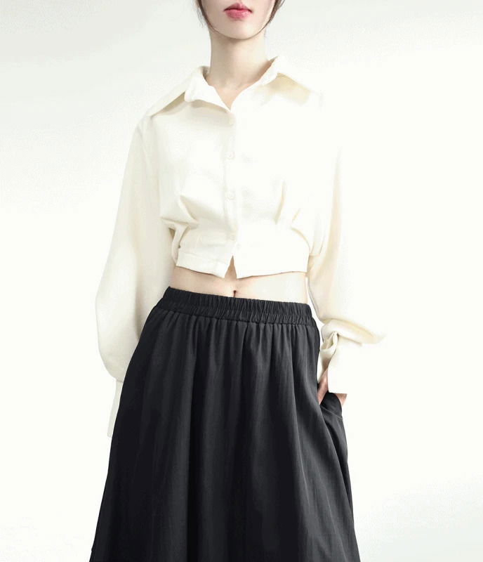 Aiki pin tuck crop shirt