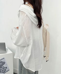 Easy see-through overfit hooded shirt