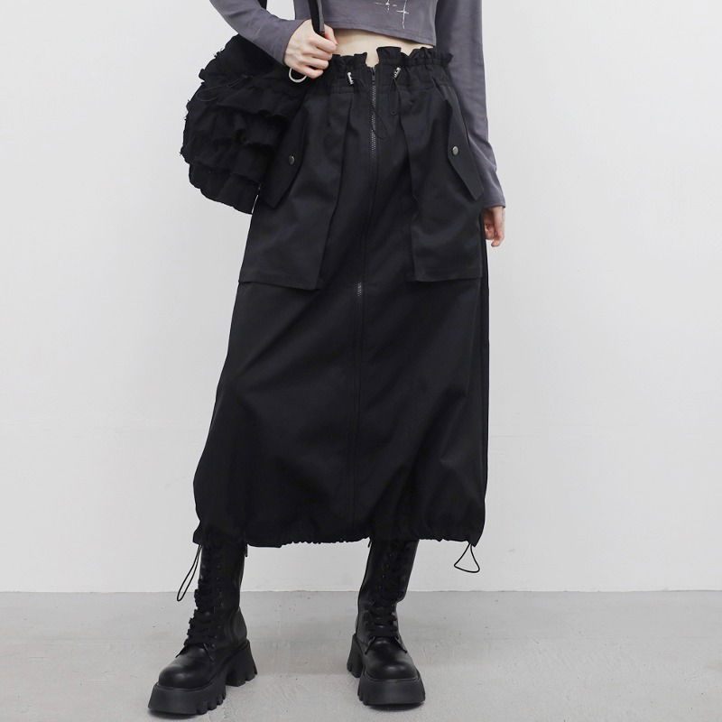 Bitin Pocket String Zipper Skirt