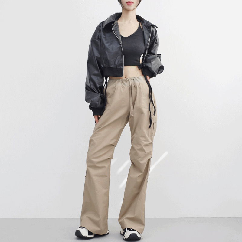 Viola cropped leather jacket