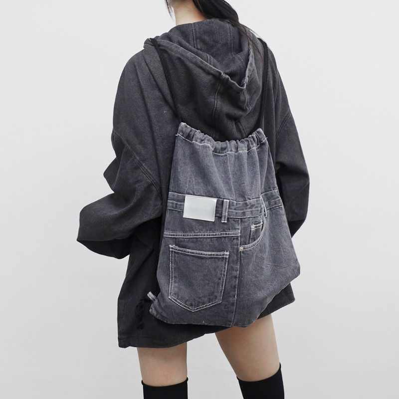 Leein Denim String Backpack