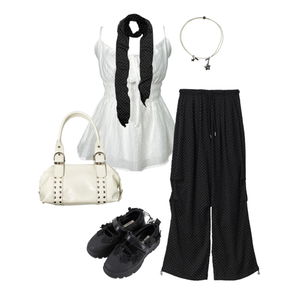 Codibook,Summeroutfit,Style,Black,Codicontest,White,kpop,polkadot,blouse,summer 코디