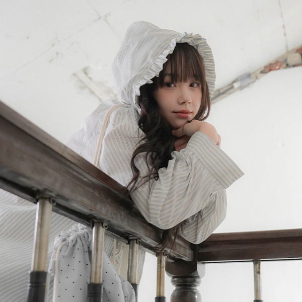 Broken Stripe Frill Hoodie