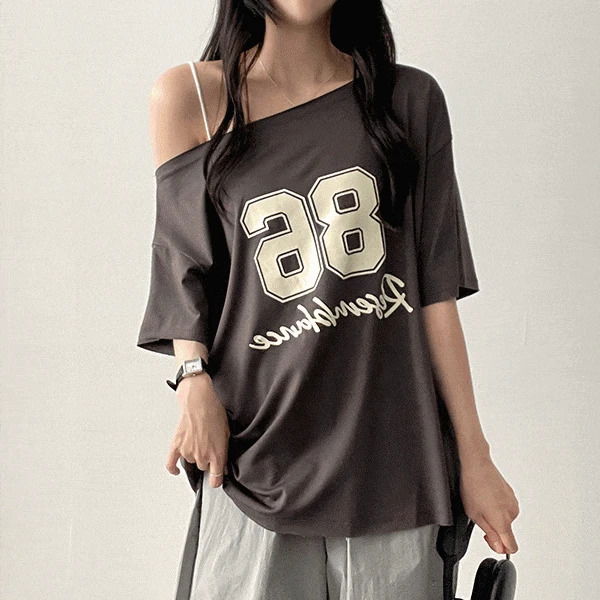 디론 스판 언발 숄더 박시핏 반팔티 (3color)