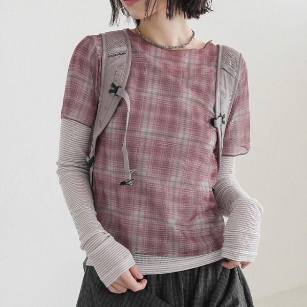 Beacon see-through check t-shirt