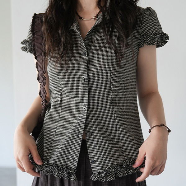 Pinon Check Frill Blouse