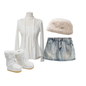 Cardigan/Vest,skirt,cap 코디