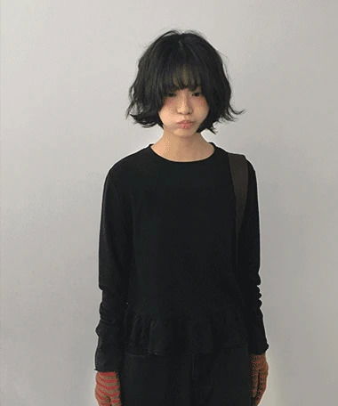 Metel Frill Fleece-lined Round T-shirt