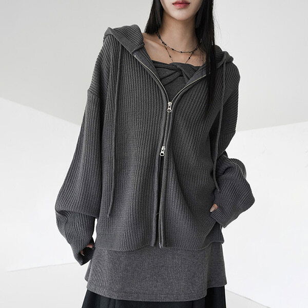 Frog two-way warmer hooded zip-up Zip-up