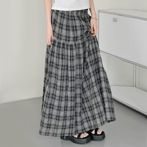 Landers Check Long Skirt