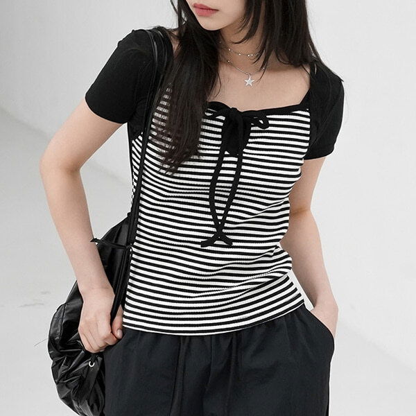 Stripe Forty Ribbon Sleeveless