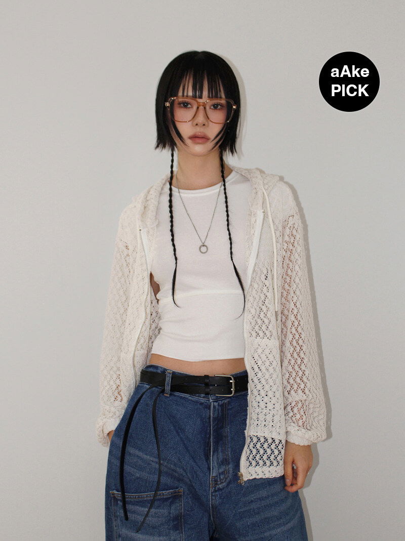 SUMMER KNIT HOOD ZIP-UP
