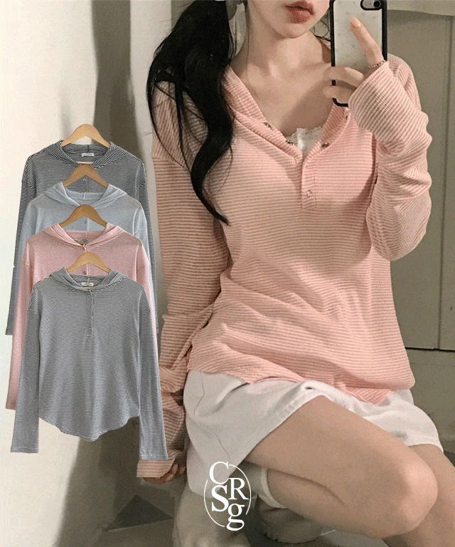 여리함가득, 라스트 시스루 후드 버튼 긴팔티