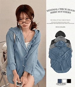 Minimal check hooded shirt Shirt