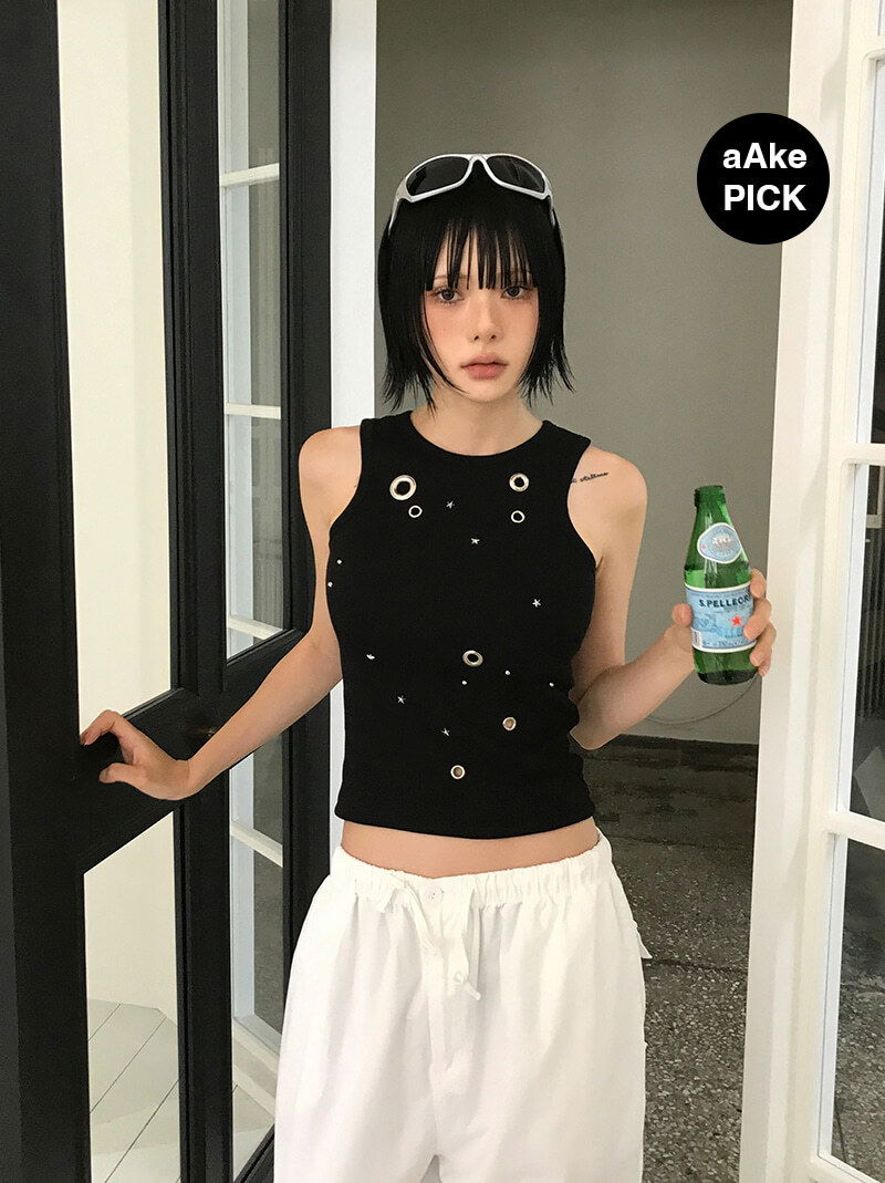 (*) EYELET SLEEVELESS (3color)