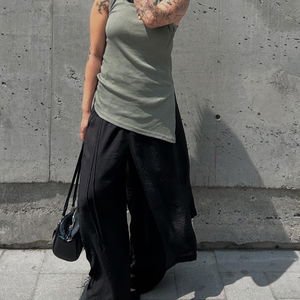 VESTIN WRINKLE LAYERED SKIRT WRAP PANTS