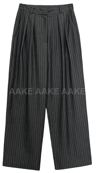 (*) BESTIE STRIPE SLACKS (charcoal / black)