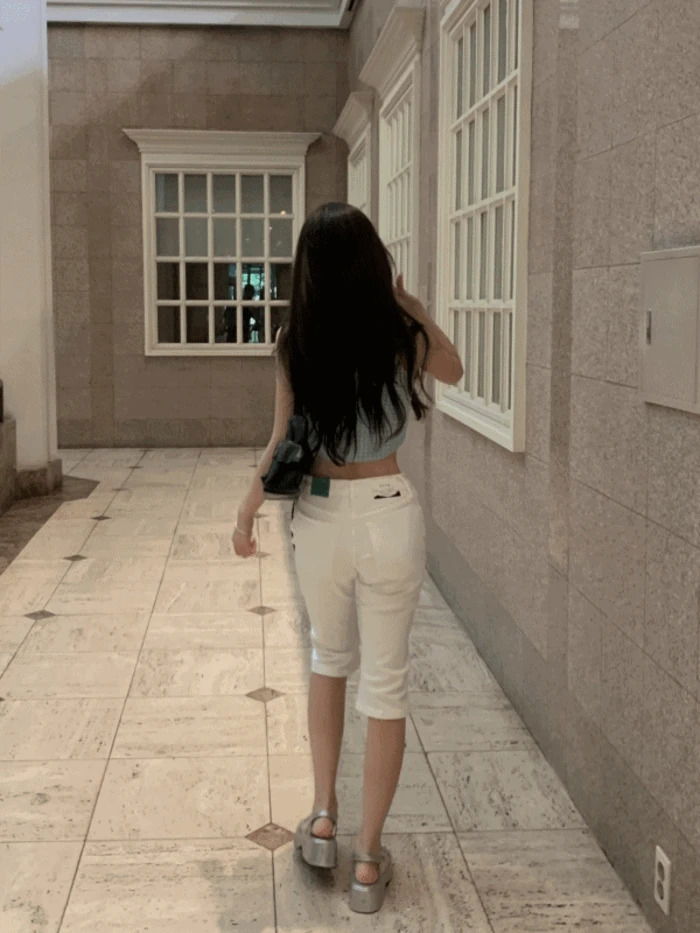Split Capri 7/8 Bermuda Spandex Cotton Pants Shorts (2 colors)
