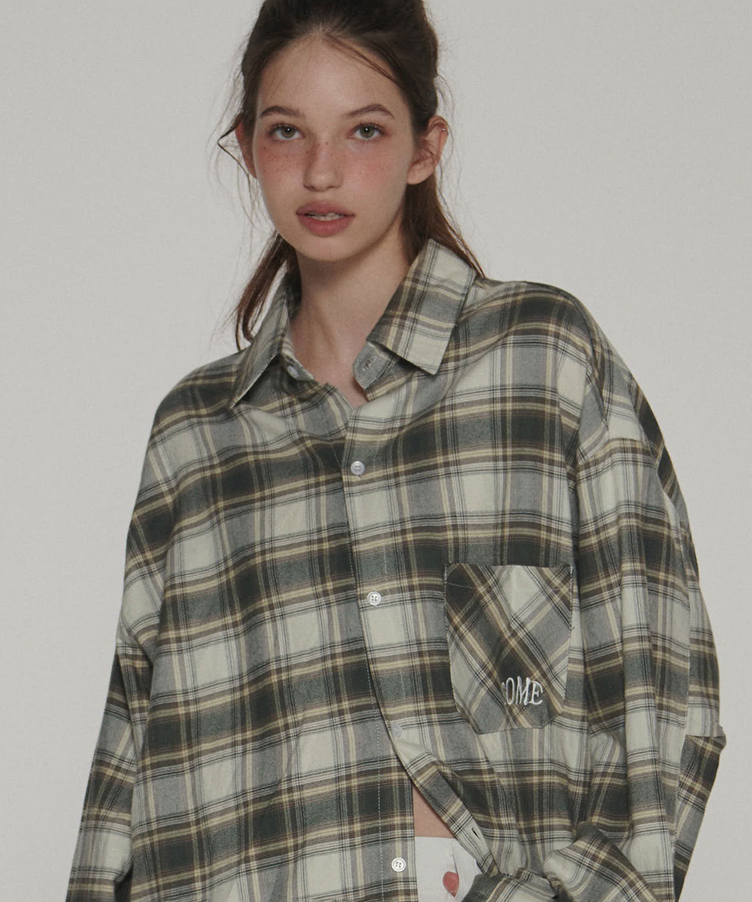 Unisex Tartan Check Pattern Boxy Overfit Cotton Shirt Series