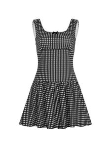 ︎ONLY VIVIC ︎GINGHAM CHECK RIBBON MINI DRESS