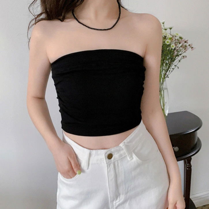 Spandex Banding 3 Crop Tube Top Sleeveless 