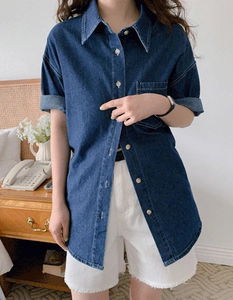 Loose denim 3 short sleeve shirt Shirt