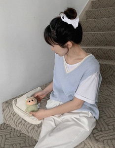 Muji scrunchie Loose-fit short sleeve T-shirt & hair band set