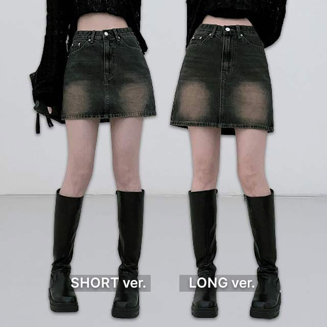 디크샌드캣브러쉬미니숏데님청스커트(2color)