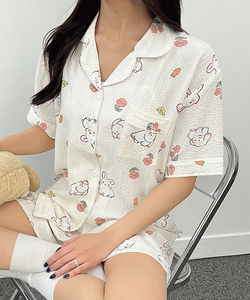 Rabbit Flower Short Sleeve Pajama Set