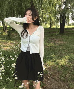 Myp See-Through Wave Two Button Cardigan -4 Colors