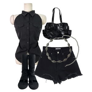 sleeveless,ShortPants,boots 코디