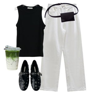 jeans,sleeveless,flats 코디