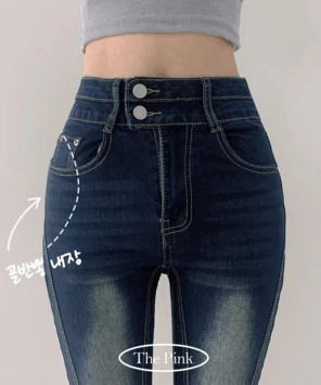 바냐 투버튼 워싱 절개 세미 부츠컷 데님 팬츠 (3color)