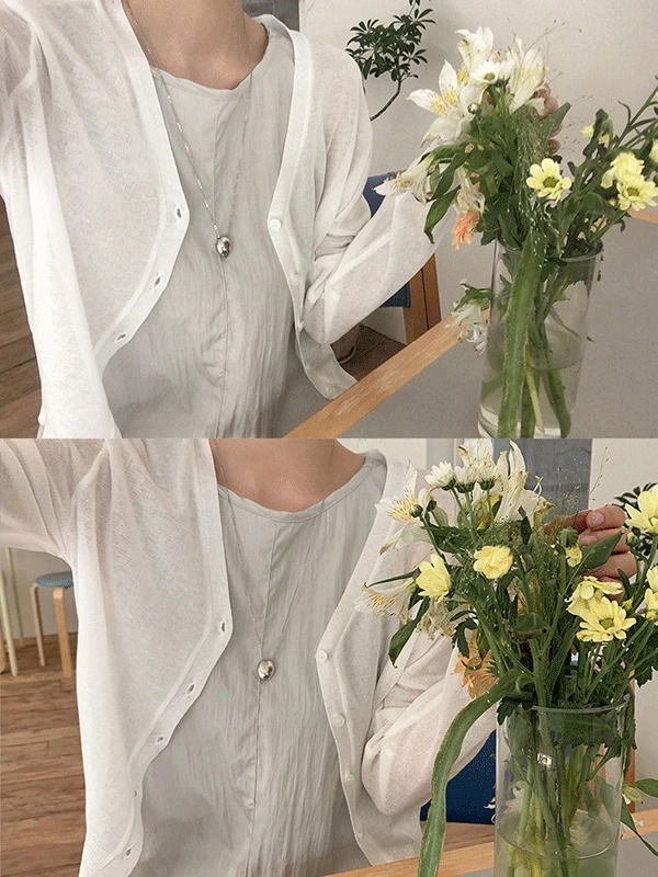 로번 여름 브이넥 루즈핏 살안타템 긴팔 니트 가디건(8color)