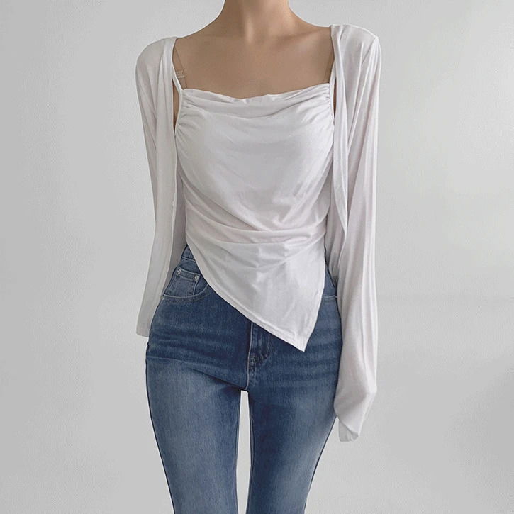Open rayon crop cardigan