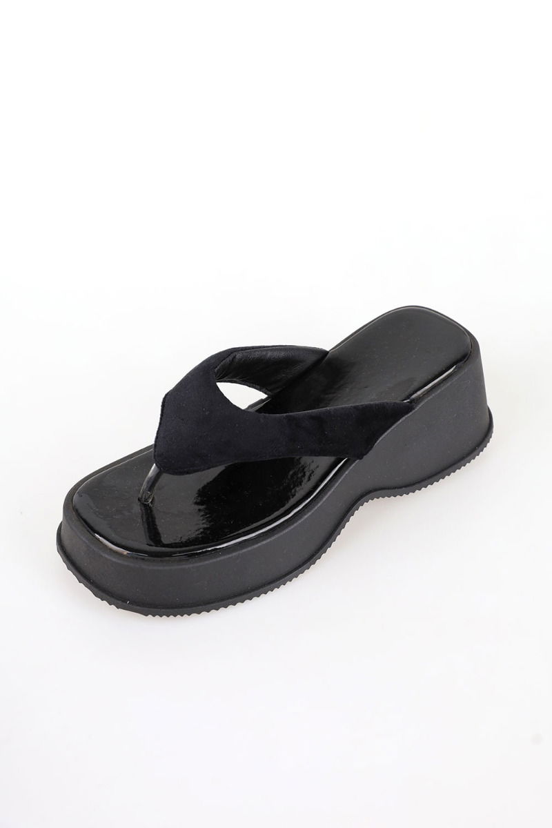 Glossy suede chunky heel mule 涼鞋